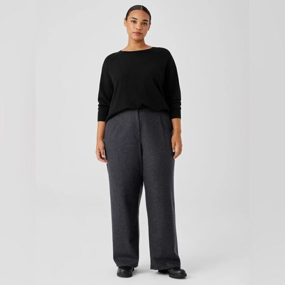 Eileen Fisher NWT Soft Wool Flannel Wide-Leg Pant in Charcoal Size XL - Picture 6 of 7